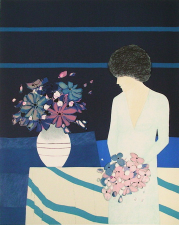 Femme Au Bouquet De Fleurs by André Vigud Pricing Limited Edition Print image