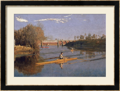 Max Schmitt In A Single Scull, 1871 by Thomas Cowperthwait Eakins Pricing Limited Edition Print image