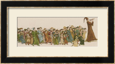 The Pied Piper Leads The Children Away From The Town by Kate Greenaway Pricing Limited Edition Print image