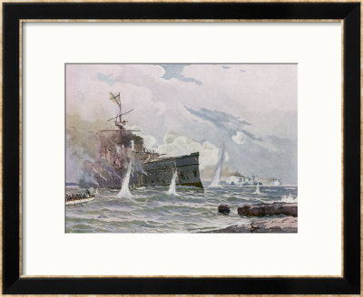 The Russian Cruiser Novik Is Sunk By The Japanese Cruiser Tschitole by C. Schon Pricing Limited Edition Print image