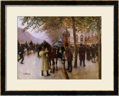 The Boulevards, Evening In Front Of The Cafe Napolitain, Late 19Th Century by Jean Beraud Pricing Limited Edition Print image