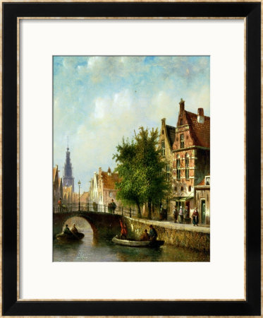 Figures On A Canal, Amsterdam by Johannes Franciscus Spohler Pricing Limited Edition Print image