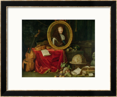 Still Life With Portrait Of King Louis Xiv Surrounded By Musical Instruments by Jean Garnier Pricing Limited Edition Print image