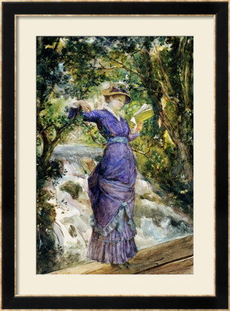Girl Reading By A Waterfall, Circa 1882 by Maria Konstantinovna Bashkirtseva Pricing Limited Edition Print image