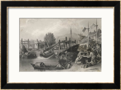 Junks On Canal In China by W. Floyd Pricing Limited Edition Print image
