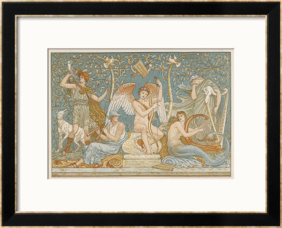 Various Musicians Playing Various Instruments: A Harp A Lyre Pipes Hunting Horn by Walter Crane Pricing Limited Edition Print image