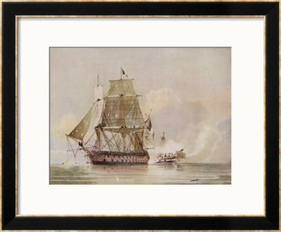 Naval Action Off Candia Engagement Between The British Warship Leander And The French Le Genereux by C.H. Seaforth Pricing Limited Edition Print image