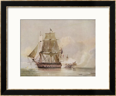 Naval Action Off Candia Engagement Between The British Warship Leander And The French Le Genereux by C.H. Seaforth Pricing Limited Edition Print image