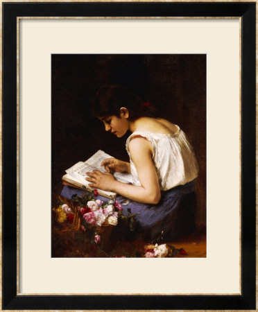 A Girl Reading by Alexei Alexeivich Harlamoff Pricing Limited Edition Print image