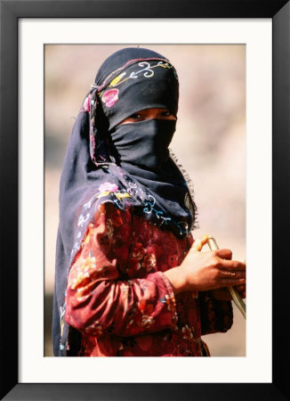 Portrait Of Muslim Woman In Headscarf, Wadi Surdud, Yemen by Frances Linzee Gordon Pricing Limited Edition Print image