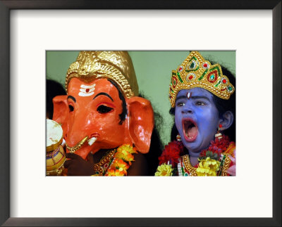 A Child Dressed As Hindu God Krishna Yawns, Chennai, India, September 22, 2006 by M. Lakshman Pricing Limited Edition Print image