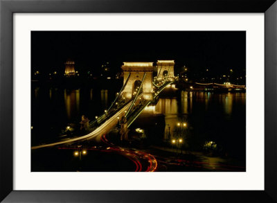 Chain Bridge Over The Danube River, Budapest, Hungary by Brent Winebrenner Pricing Limited Edition Print image