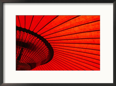 Looking Through Red Bangasa, An Oiled Rice Paper Umbrella, Japan, by Oliver Strewe Pricing Limited Edition Print image