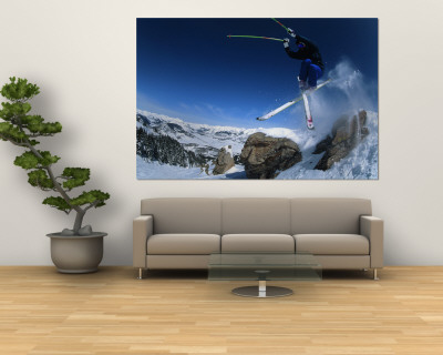 Downhill Skier Leaping Through The Air by Flip Mccririck Pricing Limited Edition Print image