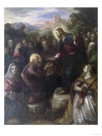 Christ Gives The Keys To St. Peter, Conserved At The Galleria Estense In Modena by Domenico Tintoretto Pricing Limited Edition Print image