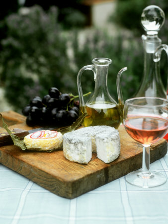 Still Life With Goat's Cheese, Rose Wine And Grapes by David Loftus Pricing Limited Edition Print image