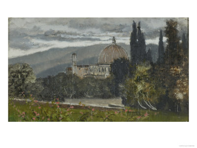 Sketch In Italy: Florence, Boboli Gardens And Cathedral, C.1880 by Karl Heffner Pricing Limited Edition Print image
