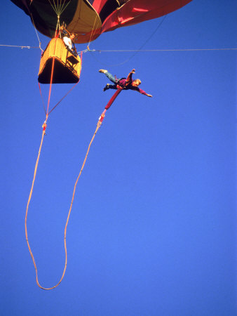 Man Bungee Jumping From A Hot Air Balloon by Randy Klamm Pricing Limited Edition Print image