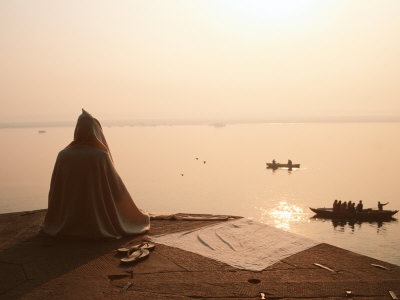 Pilgrim Praying, Varanasi, India by Jacob Halaska Pricing Limited Edition Print image