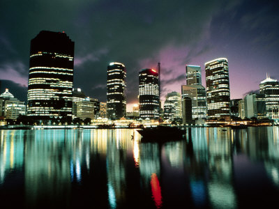 Cityscape Of Brisbane, Australia At Night by Jacob Halaska Pricing Limited Edition Print image