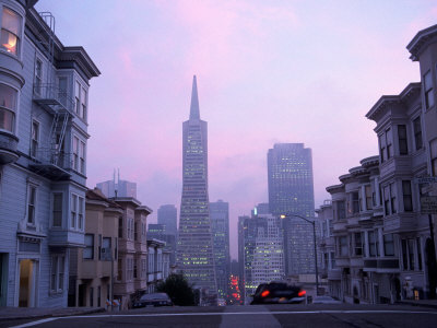 Transamerica Tower & Victorian Homes, Ca by Jan Halaska Pricing Limited Edition Print image