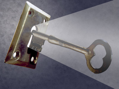 Lock Plate With Key And Light Beam by Eric Kamp Pricing Limited Edition Print image