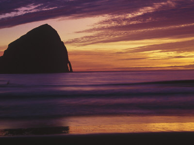 Haystack Rock At Sunset, Cannon Beach, Or by David Carriere Pricing Limited Edition Print image