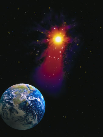 Illustration Of Earth And Glowing Star by Ron Russell Pricing Limited Edition Print image