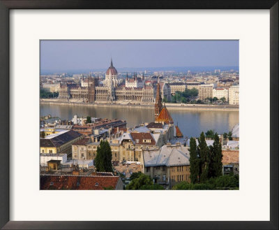 Houses And Church In Buda And The Parliament Building In Pest In Budapest by Gavin Hellier Pricing Limited Edition Print image