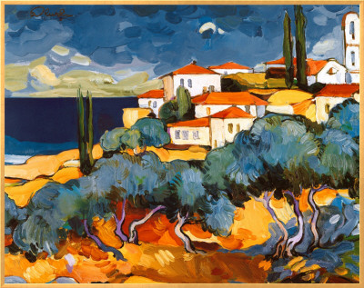 Seaside With Olive Trees by Alush Shima Pricing Limited Edition Print image