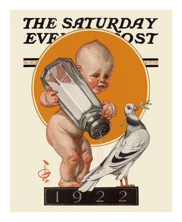 New Year's Baby, C.1922: Catching The Bird Of Peace by Joseph Christian Leyendecker Pricing Limited Edition Print image