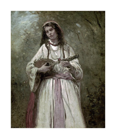 Gypsy Girl With Mandolin by Jean-Baptiste-Camille Corot Pricing Limited Edition Print image
