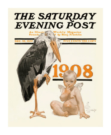 New Year's Baby, C.1908: Stork Delivery by Joseph Christian Leyendecker Pricing Limited Edition Print image