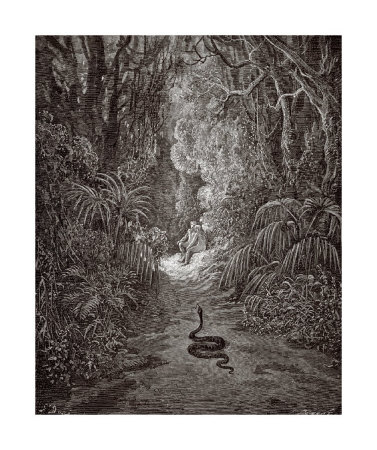 Satan As A Serpent, Enters Paradise In Search Of Eve (From Milton's Paradise Lost) by Gustave Dore Pricing Limited Edition Print image