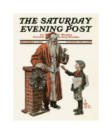 Newsboy And Santa, C.1912 by Joseph Christian Leyendecker Pricing Limited Edition Print image