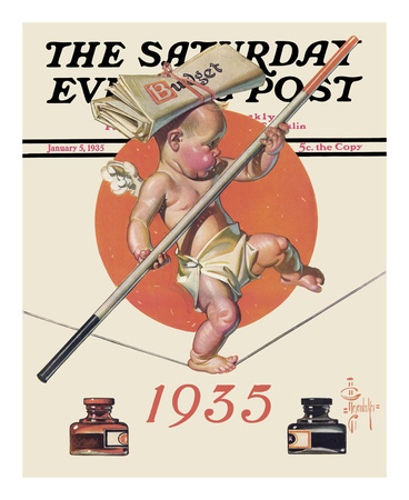 New Year's Baby, C.1935: Balancing The Budget by Joseph Christian Leyendecker Pricing Limited Edition Print image