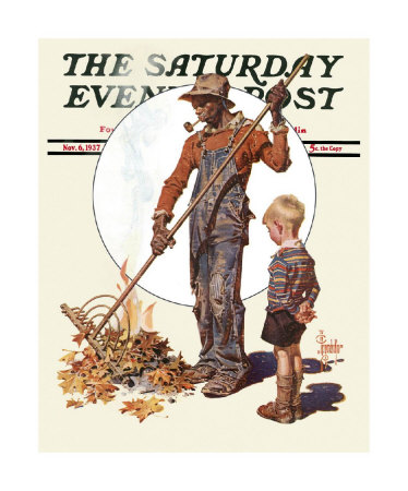 Raking Leaves, C.1937 by Joseph Christian Leyendecker Pricing Limited Edition Print image