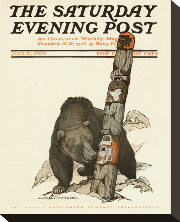 Black Bear With Totem Pole, C.1909 by Charles Livingston Bull Pricing Limited Edition Print image