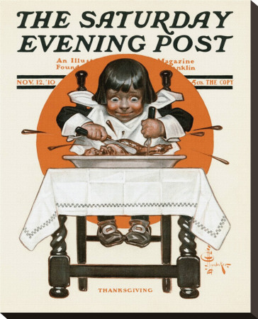 Young Pilgrim Carving Turkey, C.1910 by Joseph Christian Leyendecker Pricing Limited Edition Print image