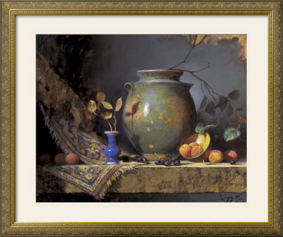 Olive Jar And Apricots by Jeffrey Legg Pricing Limited Edition Print image