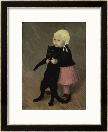 A Small Girl With A Cat, 1889 by Théophile Alexandre Steinlen Pricing Limited Edition Print image