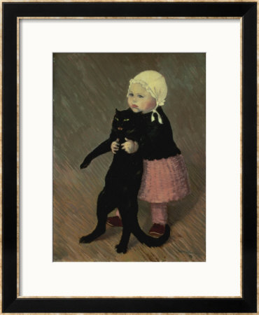 A Small Girl With A Cat, 1889 by Theophile Alexandre Steinlen Pricing Limited Edition Print image