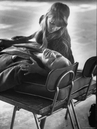 Sir Laurence Olivier And Julie Harris Rehearse Scene Fgraham Greene's 'The Power And The Glory' by Howard Sochurek Pricing Limited Edition Print image