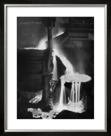 Molten Steel Cascading In Otis Steel Mill In Historic Pouring The Heat Photo by Margaret Bourke-White Pricing Limited Edition Print image