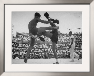 Arann Reongchai And Prasong Chaimeeboon Beginning A Match Of A Muay Thai Boxinig by Jack Birns Pricing Limited Edition Print image