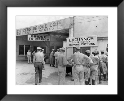 Us Soldiers Exchanging Money At The Us Mexican Border, Bridge To Mexico by Alfred Eisenstaedt Pricing Limited Edition Print image