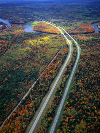 Aerial Of Roads, Countryside And Piscataquis River In Penobscot County, Usa by Jim Wark Pricing Limited Edition Print image