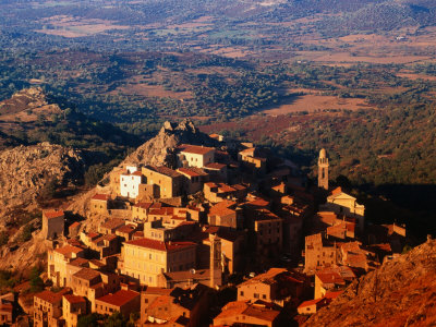 Mountain Top Village Bathed In Afternoon Sunlight, Speloncato, Corsica, France by David Tomlinson Pricing Limited Edition Print image