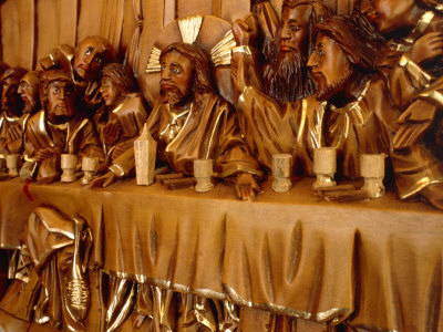 Wooden Carving Of Christ And Disciples At The Last Supper, Baguio, Benguet, Philippines by John Pennock Pricing Limited Edition Print image