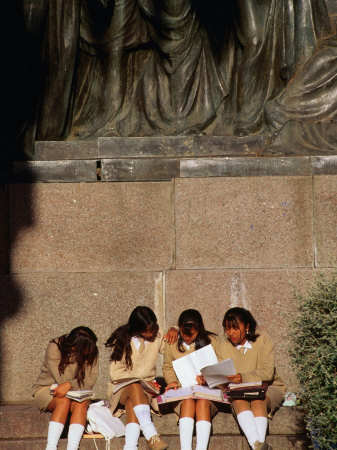 School Girls Studying In Afternoon Sunshine, Salta, Argentina by John Hay Pricing Limited Edition Print image